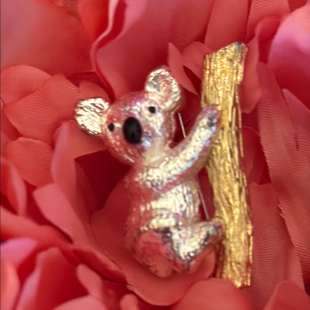 Silver-tone Koala Bear Brooch signed Napier